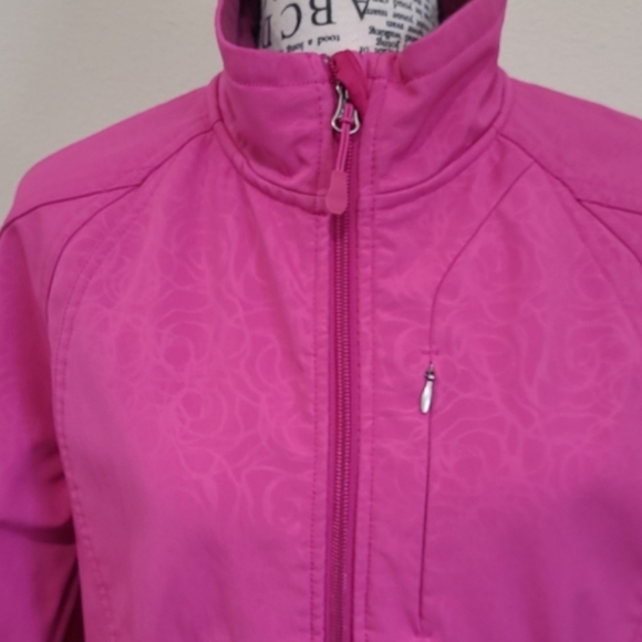 Double Diamond Women's SZ Med winter ski jacket fuschia w/muted floral print - Picture 3 of 12